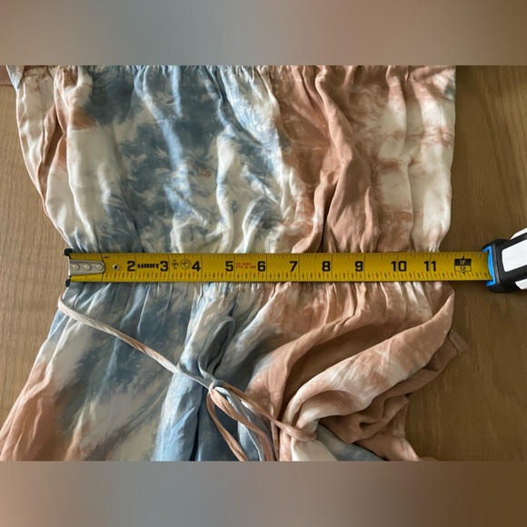 Aakaa|Strapless Blush Pink & Blue Tie Dye Maxi Dress with Deep Slit, Size M••• - Picture 15 of 16